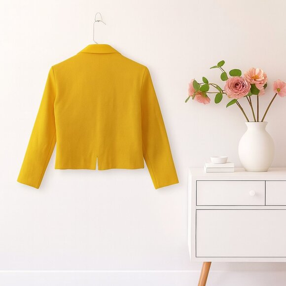 Metrostyle Women’s Size 12 Bright Yellow Vintage Blazer Jacket Classic Fall Retr - Picture 2 of 7